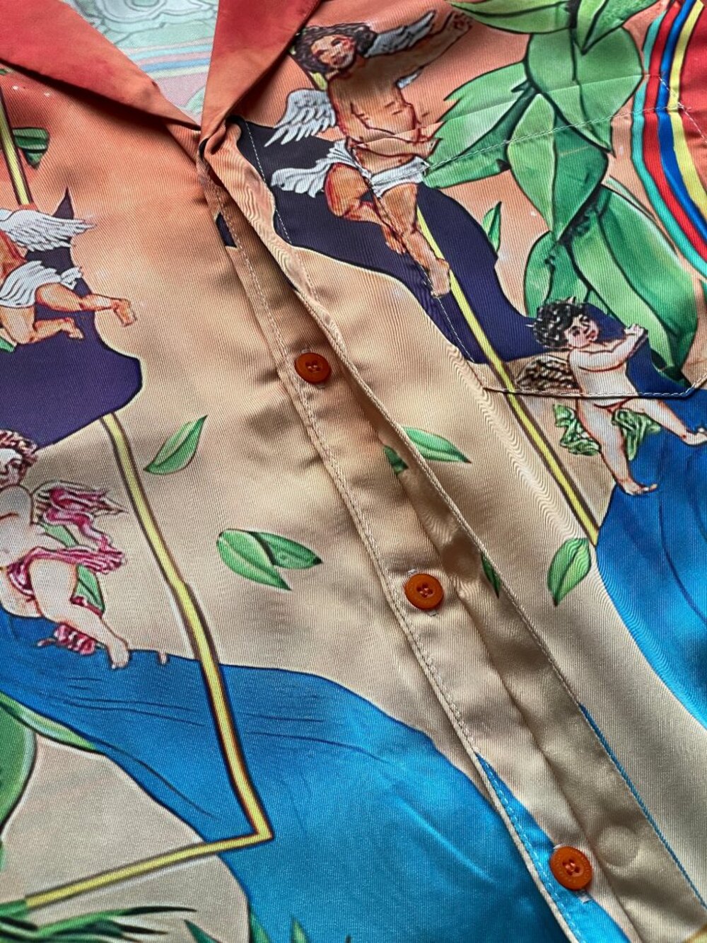 Casablanca Men Silk Blend Printed Long Sleeve Shirt Multicolor Resort Luxury XL - Picture 5 of 6